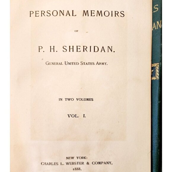 1888 Memoirs Of General Sheridan 1st Edition 2 Volumes Victorian Victorian WHBS - Picture 3 of 9